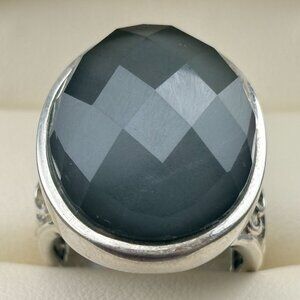 Whitney Kelley 925 Sterling Silver Gray Jadeite Statement Band Ring Sz 7 -13.6gm
